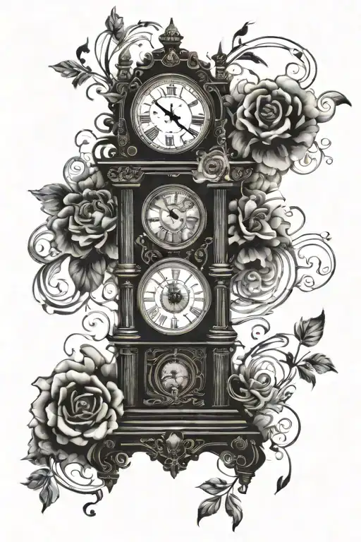 Grandfather Clock With 4 Elements