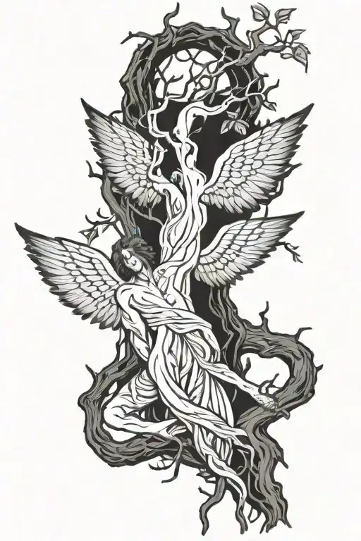 Fallen Angel In A Tree Intertwined