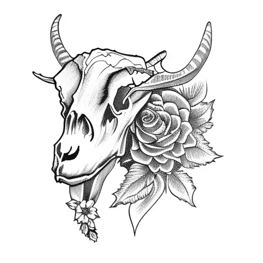 Goat Skull With Flowers