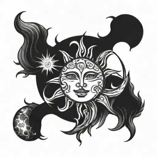 Sun And Moon Merging Together