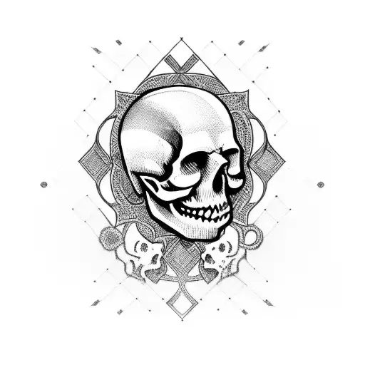 Combine Elements Of Nordic Tradition With A Skull In A Blackwork Style