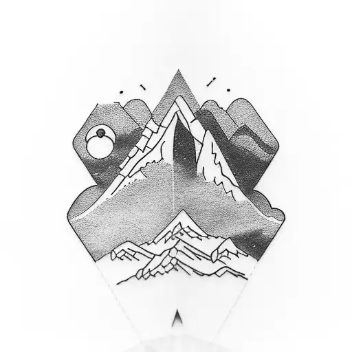 Mountain Peak With A Compass