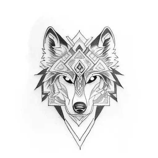 Tribal Tatto Band With Wolf