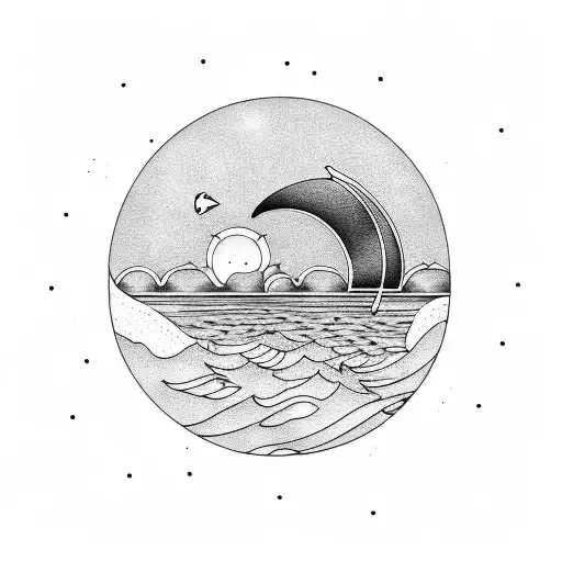 Gran Canaria Beachscape With A Crescent Moon