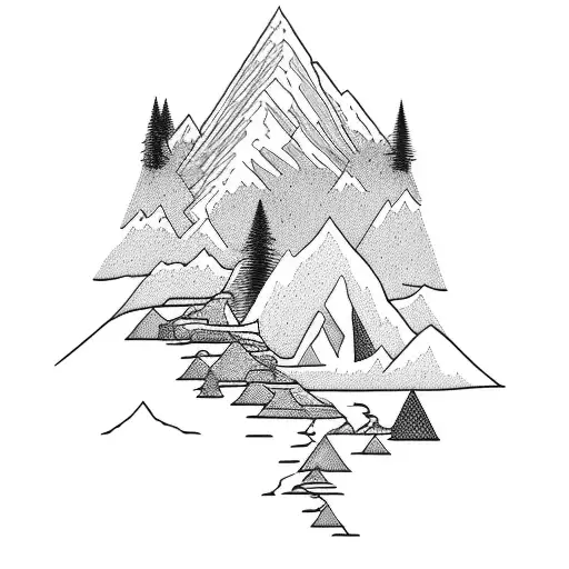 A Trail Winding Through A Mountain Range At Sunset