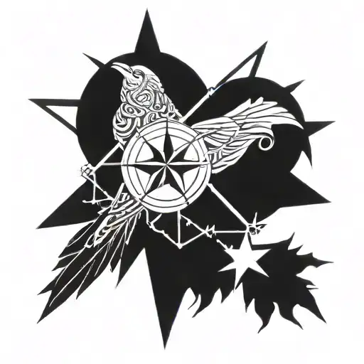 Eight-pointed Star And A Crow Inside The Star