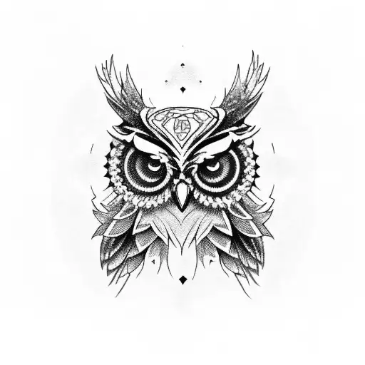 Owl Skull Surrounded By Intricate Geometric Patterns