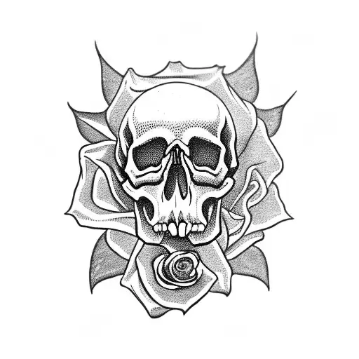 Skull With A Bleeding Rose