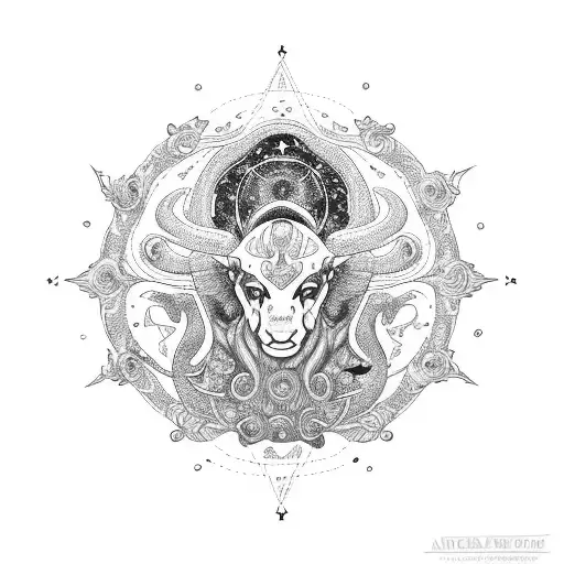 Celestial Aries Constellation Surrounded By Intricate Floral Patterns