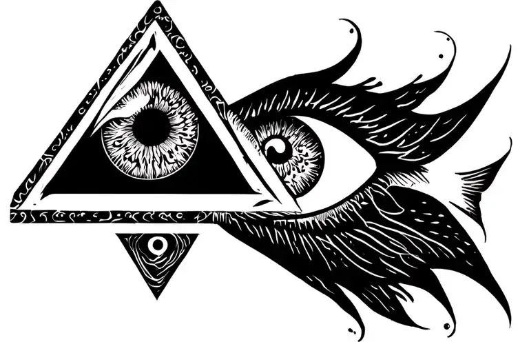 Triangle And Inside Eye With Pisces Sign Inter No Fish