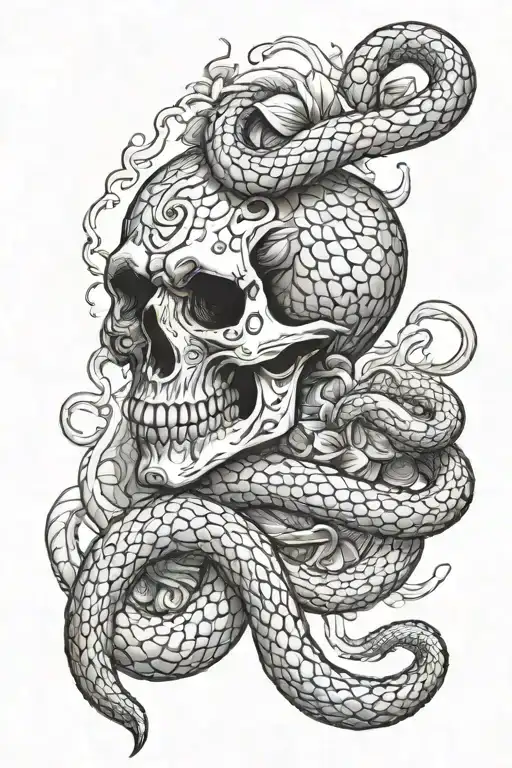 Snake And Skull With Smoke