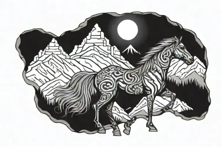 Horse With Mountains In Its Mane