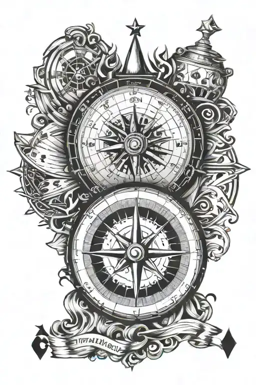 Compass With Playing Cards