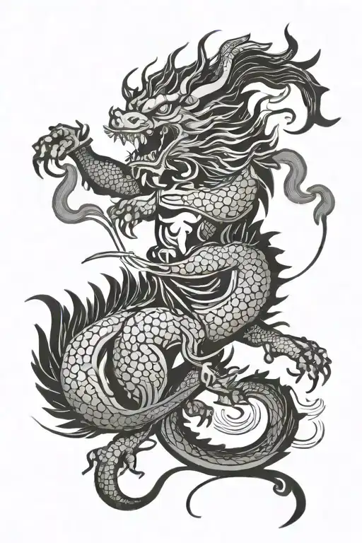 Pixiu With Chinese Dragon Wrapped Round Centaur Bending A Bow