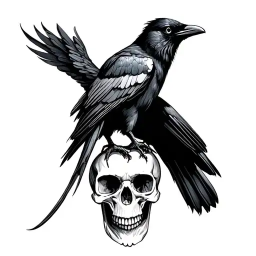 A Crow Standing On A Skull