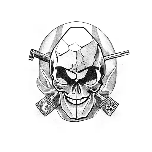 Skull And Gun And Money