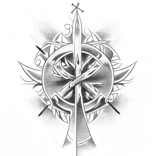 A Cross With A Thorn Crown With Roses