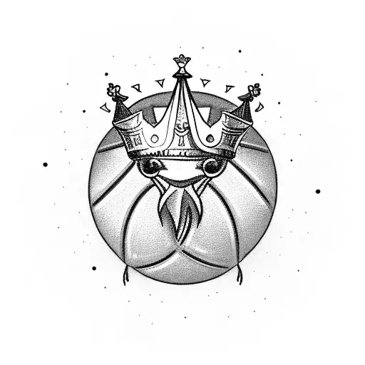 Raven Standing On A Basketball With A Crown On Its Paw