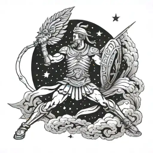 Night Sky Greek Warrior