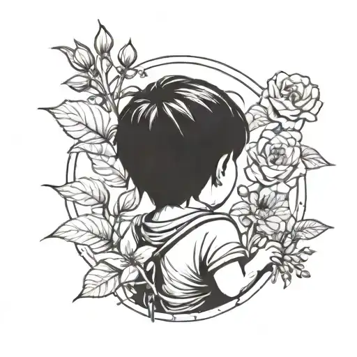 Little Boy Is Going To Give A Flower To His Girlfriend And He Is Hiding The Flower