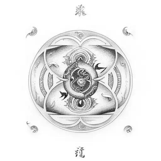 A Yin And Yang Symbol With One Half Representing Cancer And The Other Representing Pisces