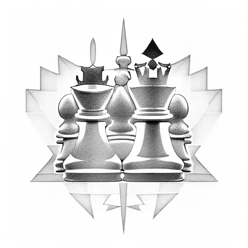 3D King And Queen Chess Pieces Standing Next To Each Other On A Chess Board With The Squares
