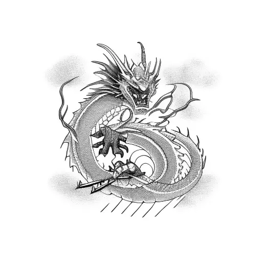Dragon With Katana