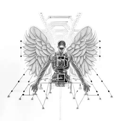 A Computer Technician's Guardian Angel Surrounded By Intricate Circuitry