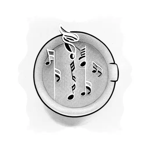 A Coffee Cup Filled With Musical Notes And Symbols