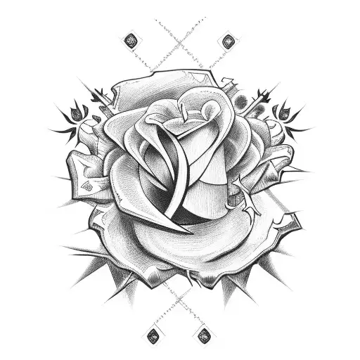 A Cross With A Thorn Crown Surrounded By Rosesroses