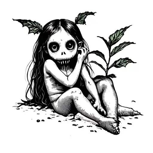 Baby Plant Scary Girl Sitting Vore