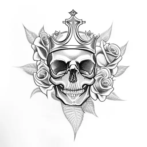 A Skull Wearing A Crown Of Roses