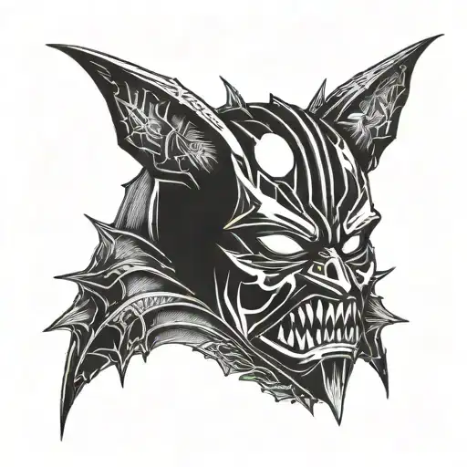 Combine The Elements Of Dark Vader And Gengar To Create A Unique And Mysterious Tattoo Design