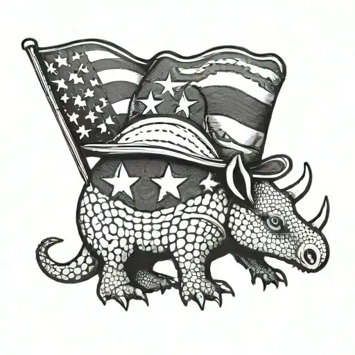 Armadillo Holding Texas Flag Wearing A Cowboy Hat