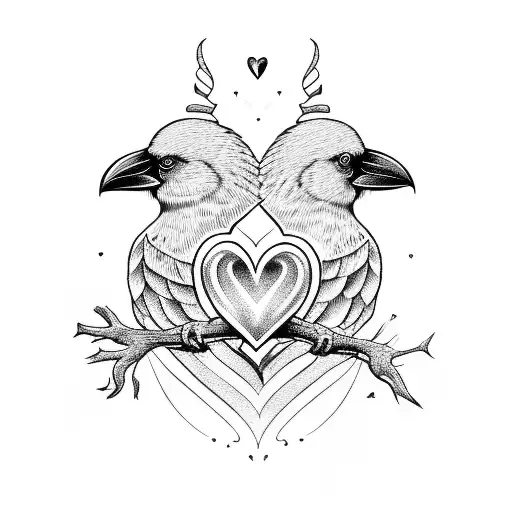 2 Crows With Love Heart