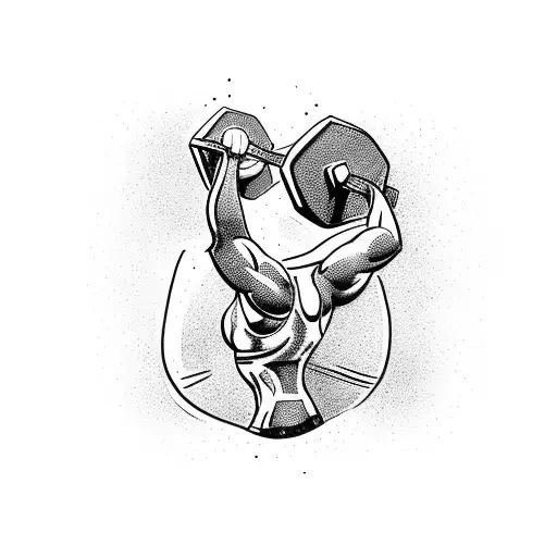 Strong And Graceful Female Bodybuilder Posing With Dumbbells