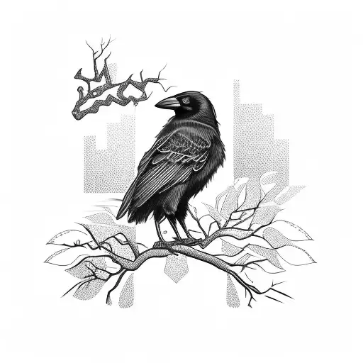 Crow Sitting On Tree