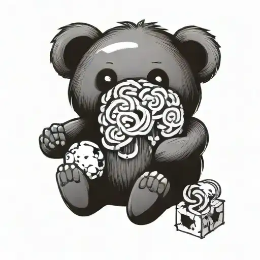 Mangeled Teddy Bear Holding A Brain