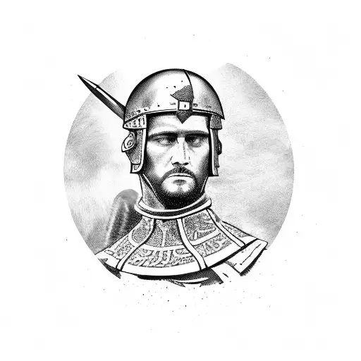 Roman Soldier Mounted On Hores In The Battle