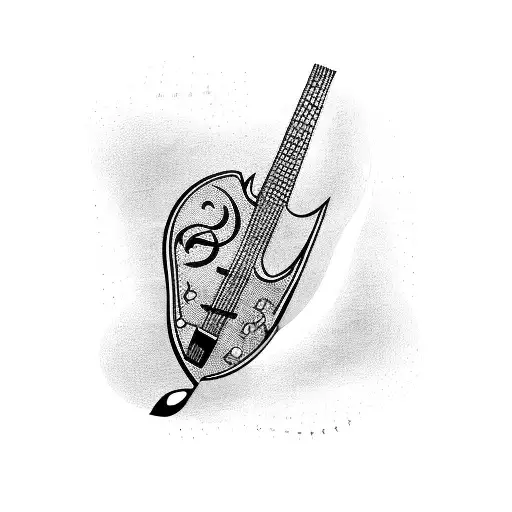 Musical Notes Forming A Bass Guitar