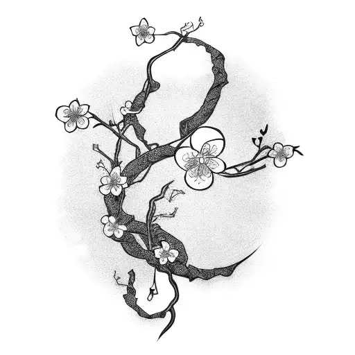 Katana With Cherry Blossom Vine Around It