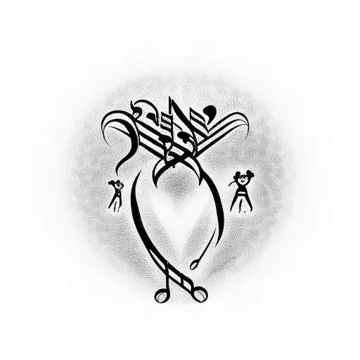 A Mother And Child Silhouette With Musical Notes Forming A Heart Shape