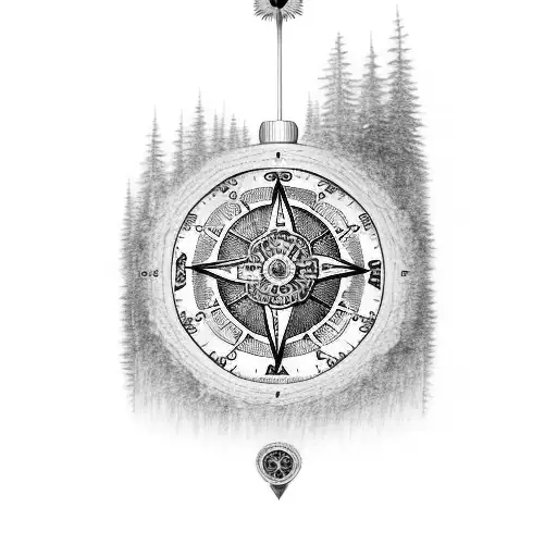 Tree Of Life With Watch And Compass
