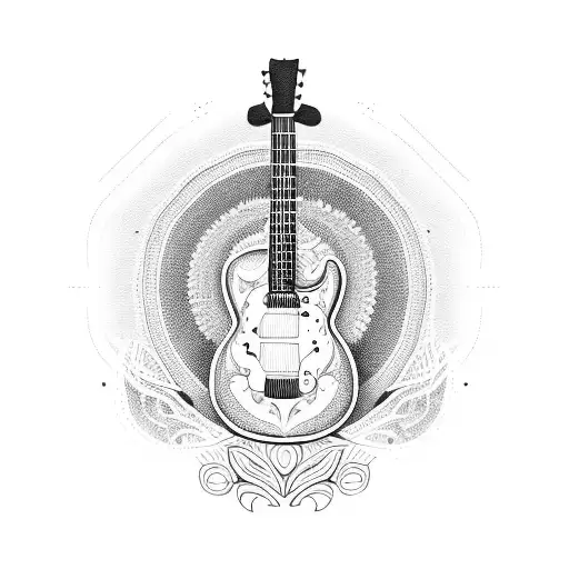 A Guitar With Intricate Patterns