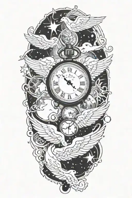 Cloud And Stars And Quotes And Time Watch And Angel Wings