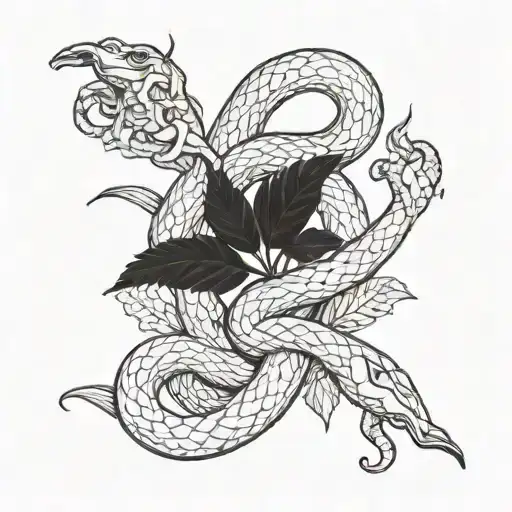 A Smoking Weed Plant Intertwined With Snakes Representing Greek Mythology