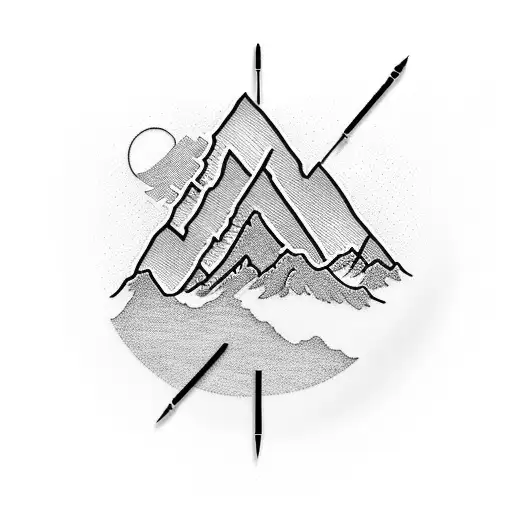 A Sewing Needle And Thread Forming The Silhouette Of A Mountain Range