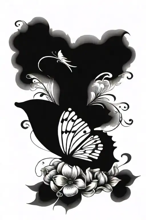 Butterfly With A Monarc Wing And A Flower Wing But It's Body Is A Semi Colon
