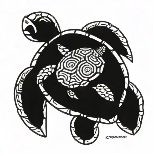 Turtle With Saba As Its Shell Pattern