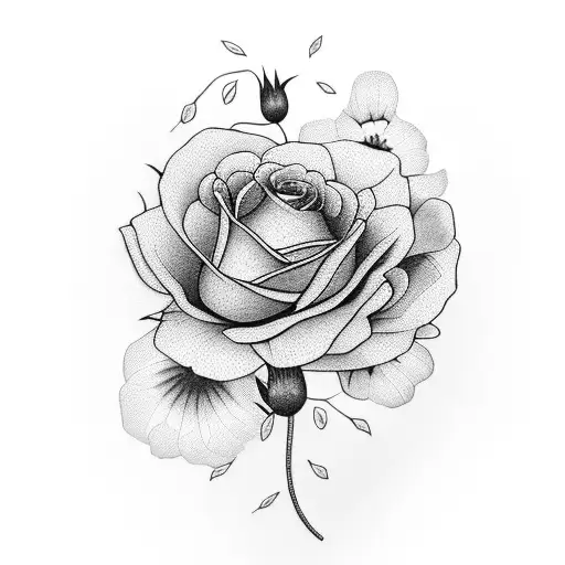 A Realistic Portrait Of A Loved One Surrounded By Blooming Flowers